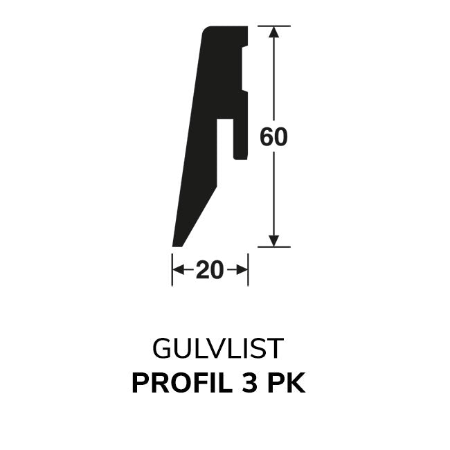 Gulvlist Profil-3 Black-brown Oak 20x60x2380mm 1009 Gulvhandelen